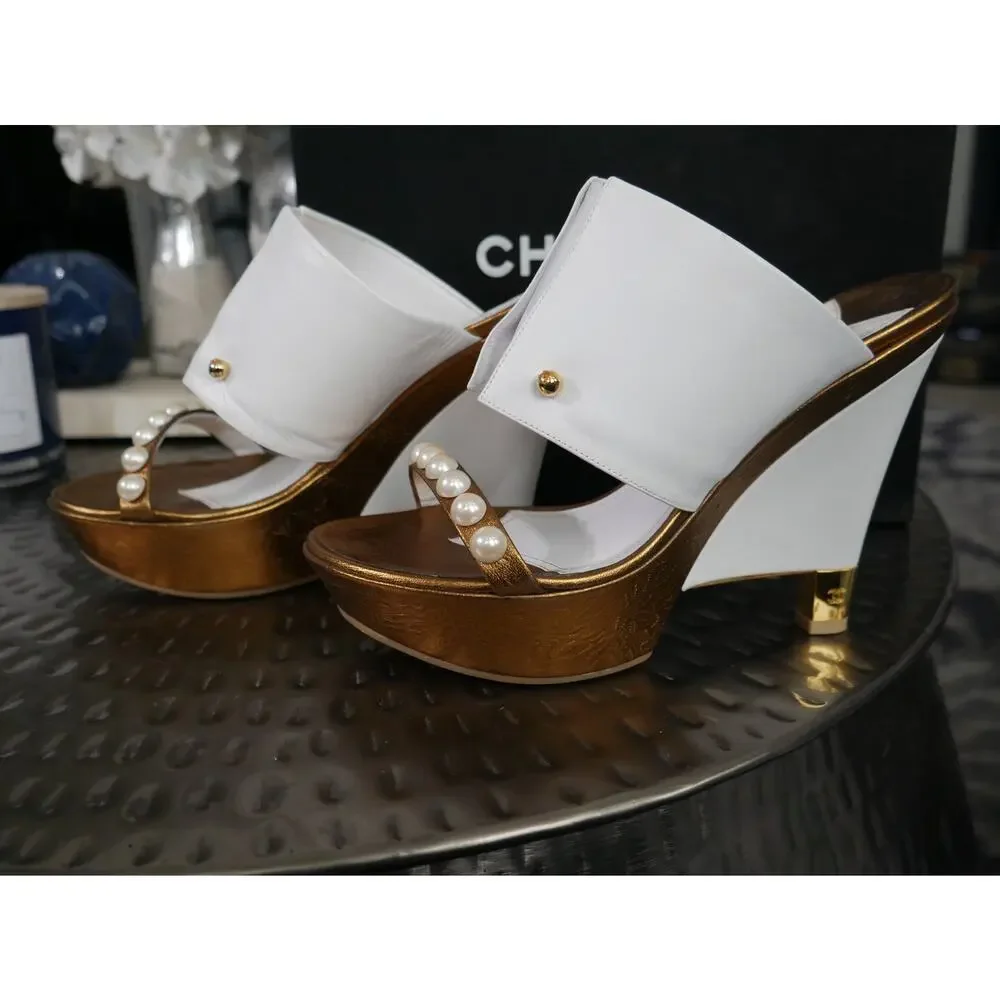 RARE 2 DIE 4 Chanel Pearl Tuxedo Heels! with box & paperwork 9